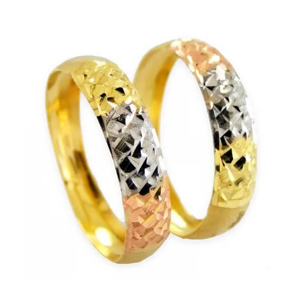 APARADOR DE ALIANÇA DE OURO AMARELO, BRANCO E ROSÉ