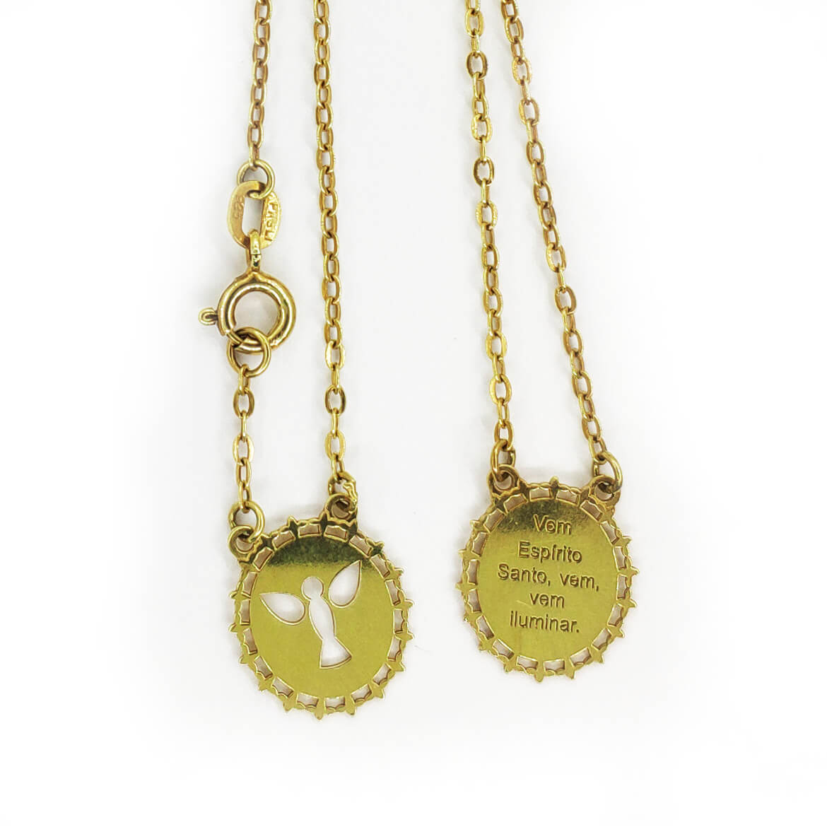 ESCAPULÁRIO ESPÍRITO SANTO FOLHEADO A OURO