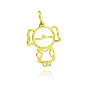 PINGENTE BONECO DE MENINA EM OURO 18K