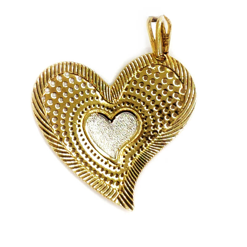 PINGENTE CORAÇÃO FOLHEADO A OURO RODINADO 