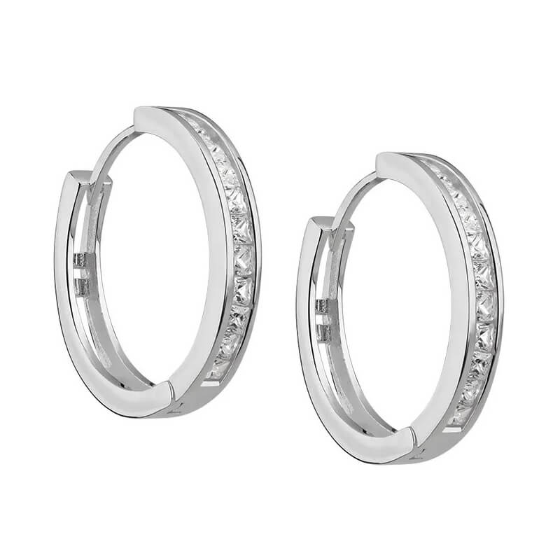 BRINCO DE ARGOLA DE PRATA CRAVEJADA COM ZIRCÔNIA