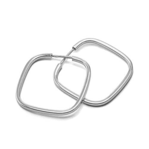 BRINCO DE ARGOLA DE PRATA QUADRADA