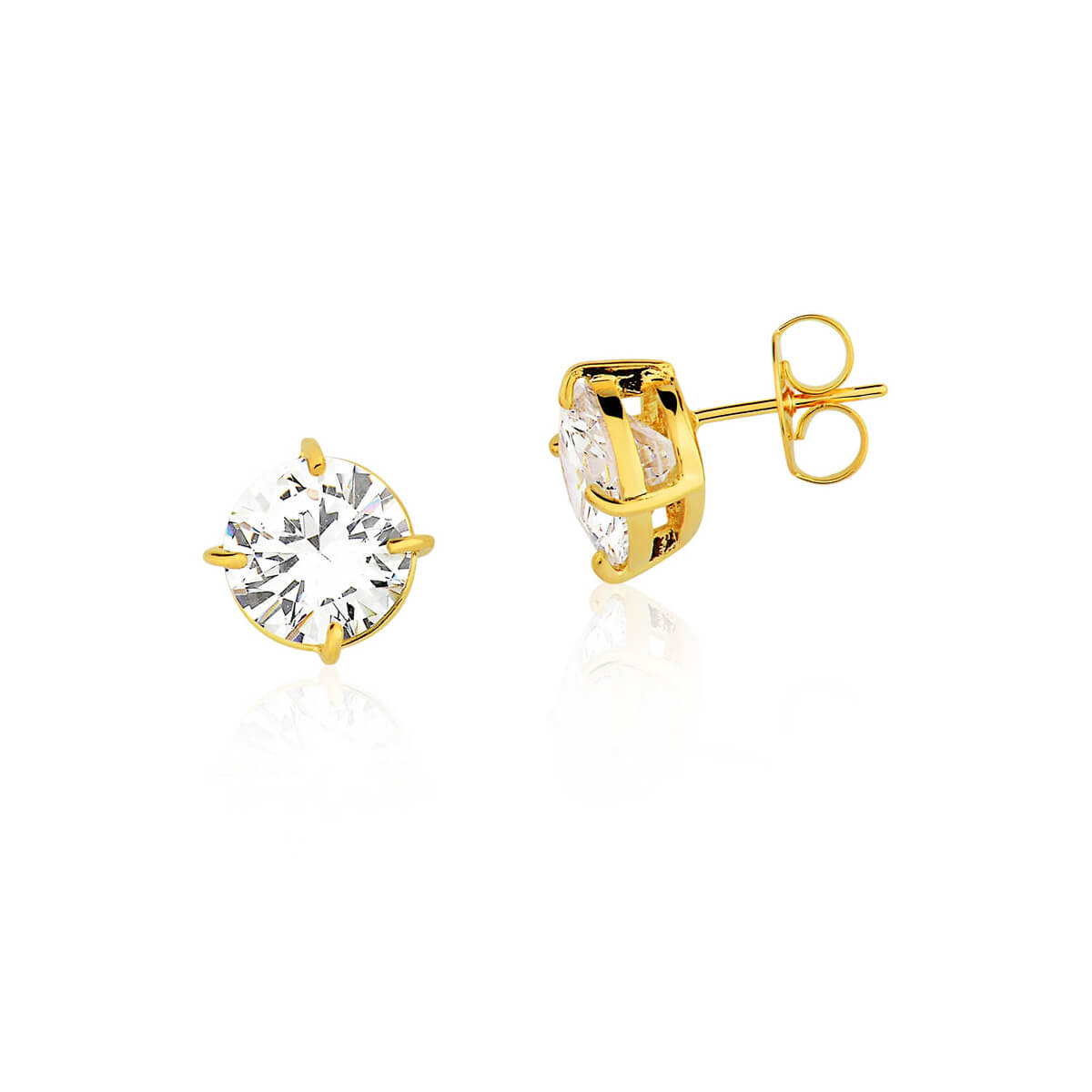 BRINCO FOLHEADO PONTO DE LUZ COM ZIRCÔNIA