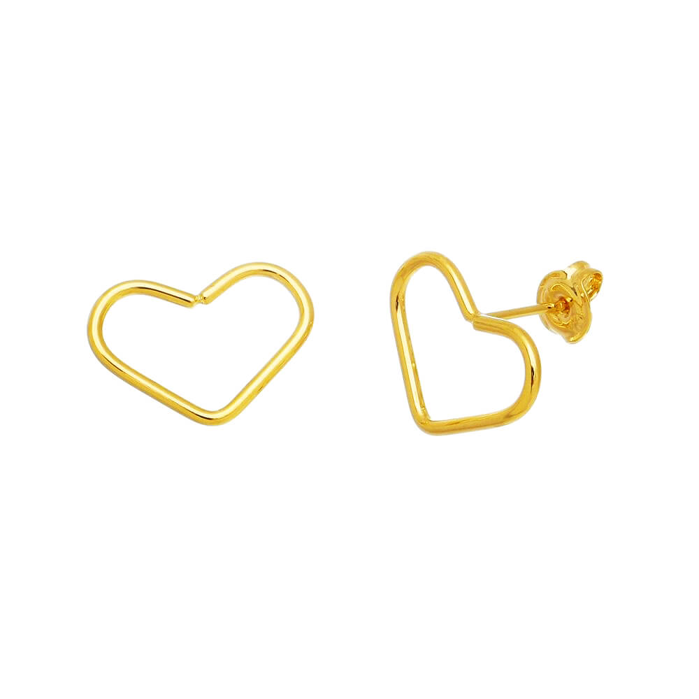 BRINCO DE CORAÇÃO VAZADO EM OURO 18K