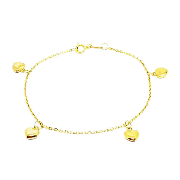 PULSEIRA DE OURO 18K INFANTIL DE CORAÇÃO