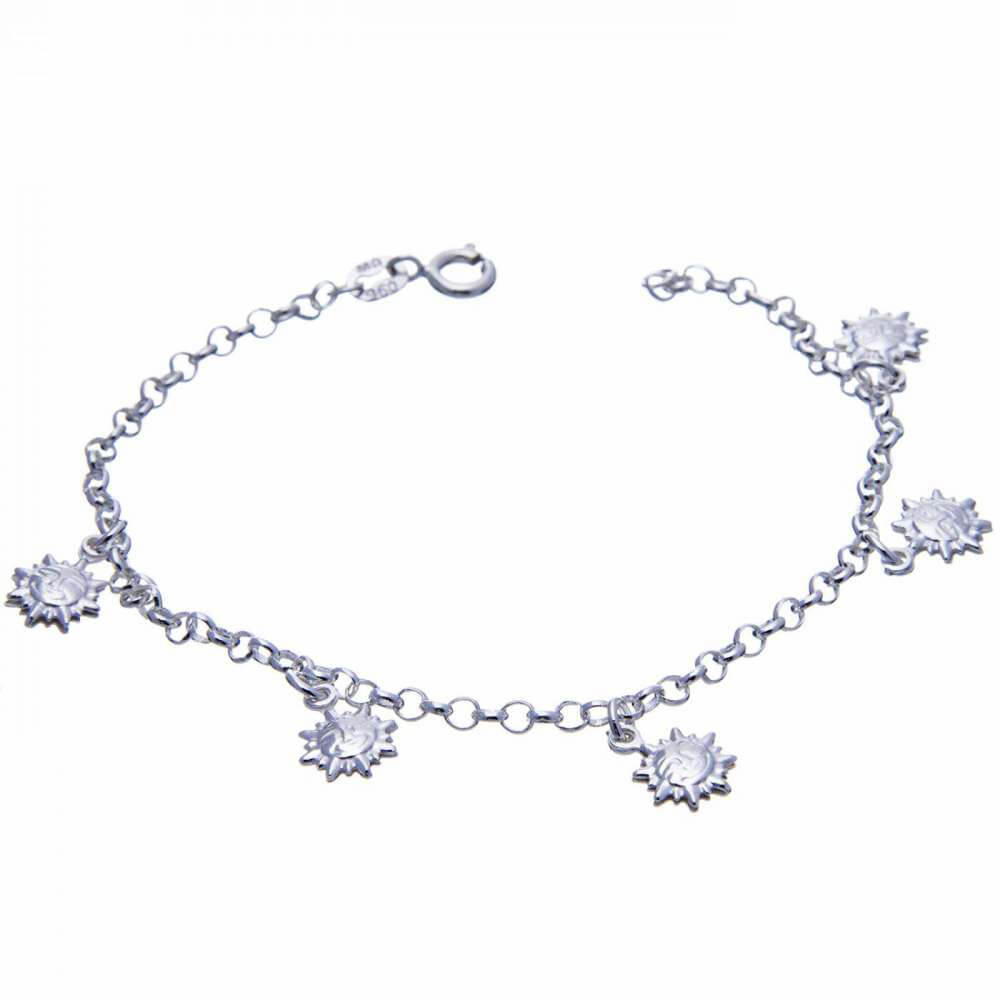 PULSEIRA DE PRATA COM PINGENTES DE SOL INFANTIL
