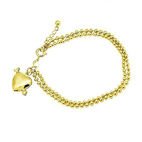 PULSEIRA CORAÇÃO CUPIDO DE BOLINHA FOLHEADO A OURO