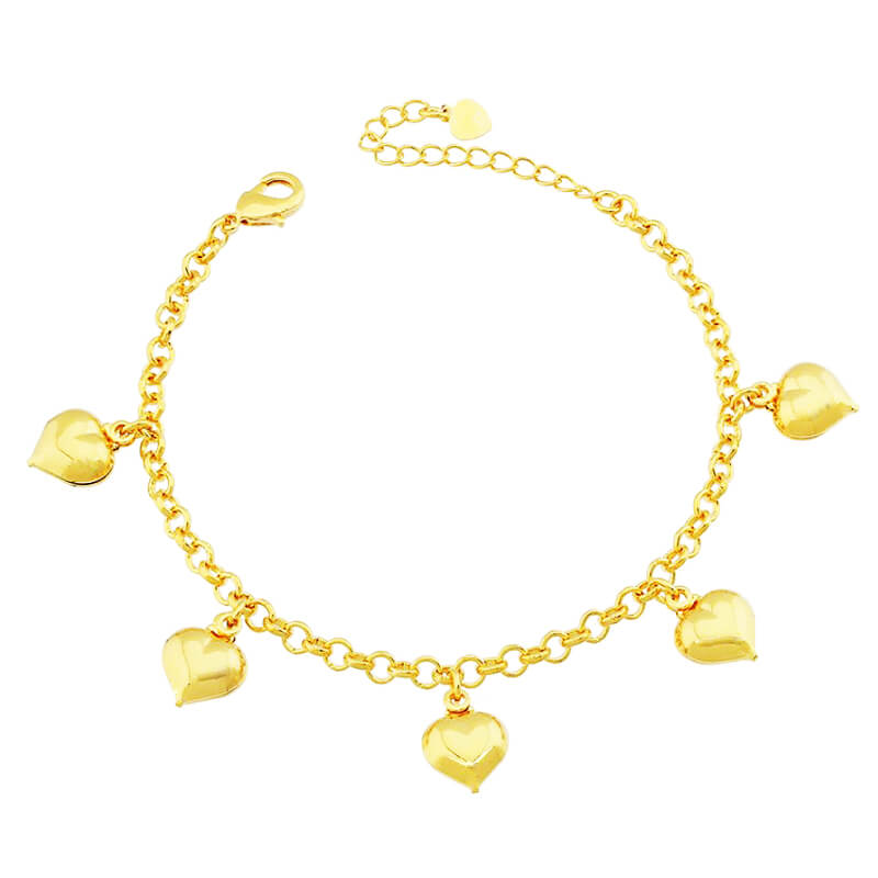 PULSEIRA INFANTIL DE CORAÇÃO FOLHEADO A OURO