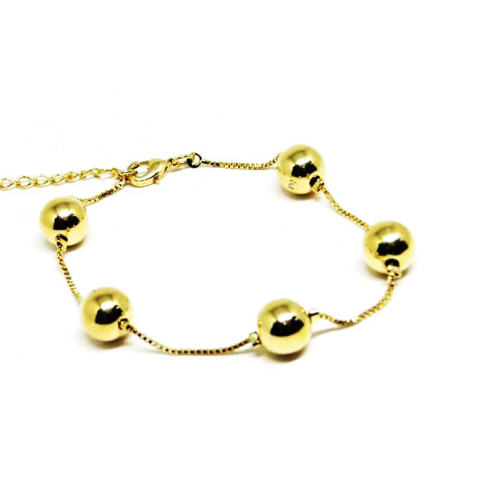 PULSEIRA DE BOLINHA FOLHEADO A OURO
