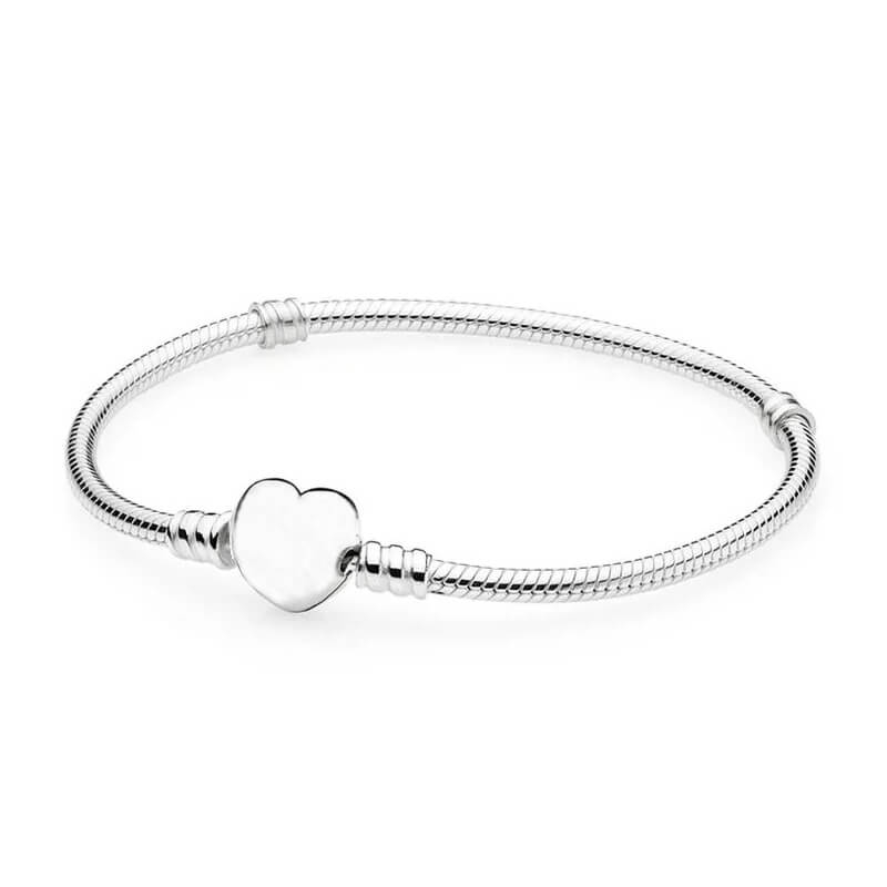 PULSEIRA DE PRATA  PARA BERLOQUES COM CORAÇÃO