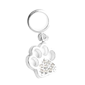 BERLOQUE PINGENTE DE PRATA DE PATA DE CACHORRO COM ZIRCÔNIA