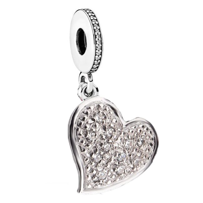BERLOQUE PINGENTE DE PRATA DE CORAÇÃO CRAVEJADO COM ZIRCÕNIAS