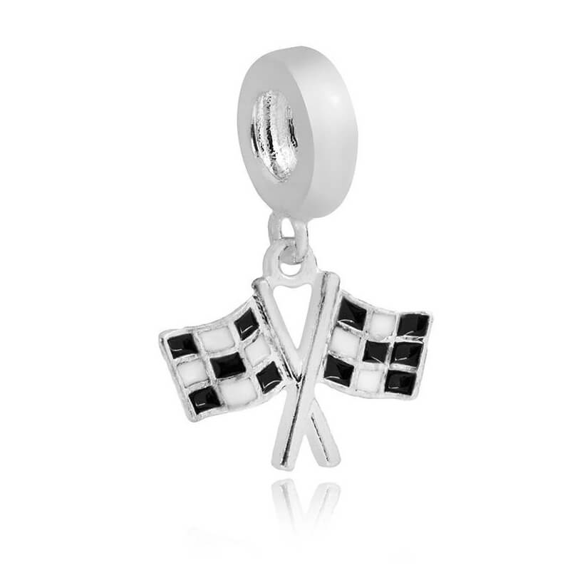 BERLOQUE PINGENTE DE PRATA DE BANDEIRA DE CORRIDA